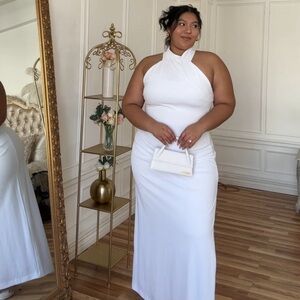 Elegant White Maxi Halter Dress | Sold out online